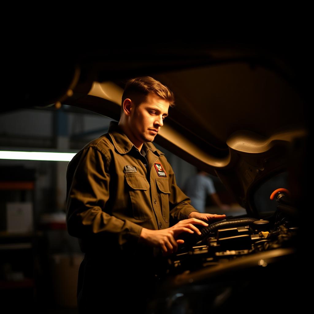 Mechanic working under the hood